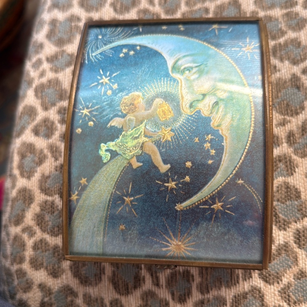 Vermont Blue Glass/Brass music box